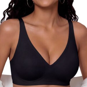 Bresdk Wireless Jelly Bra for Women Seamless Non-Wired T-Shirt Bralette soft wire-free feel, natural shape, everyday fit, educed visible lines under T-shirts, Black, Nude and White, sizes S-3XL