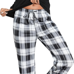 Bresdk Women's Pyjama Set Ladies Cotton Pjs V Neck Long Sleeve Tops and Printed Pants with Pockets Soft Loungewear