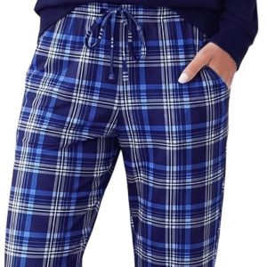 Women's Pyjamas Ladies Cotton Pjs Sets Soft Long Sleeve with Check Pants Heart Print Nightwear, Long Sleeve Crew Neck Top, Plaid Bottoms, Adjustable Drawstring Waist, Side Pockets, Cuffed Hems