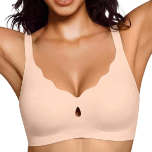 Bresdk Wireless Bras for Women Seamless Full Coverage Comfort T-Shirt Jelly Bra with Scalloped Neckline S-3XL