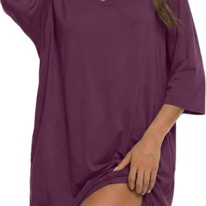 Bresdk Plus Size Nighties for Women Soft 3/4 Sleeve Nightdress with Pockets Loose nightwear,oversized nightdresses fit for sleep, casual wear, pregnancy, and hospital stays,Available in S–4XL.